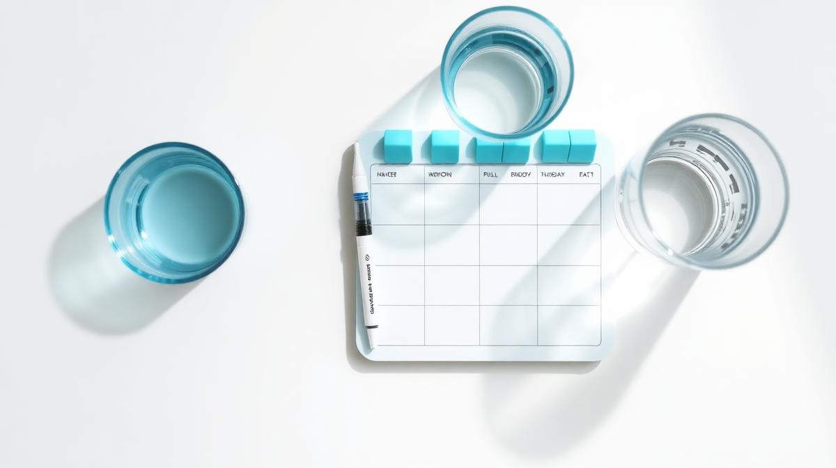Weekly planner and glass of water representing a week-by-week guide to the first month on GLP-1 weight loss medication